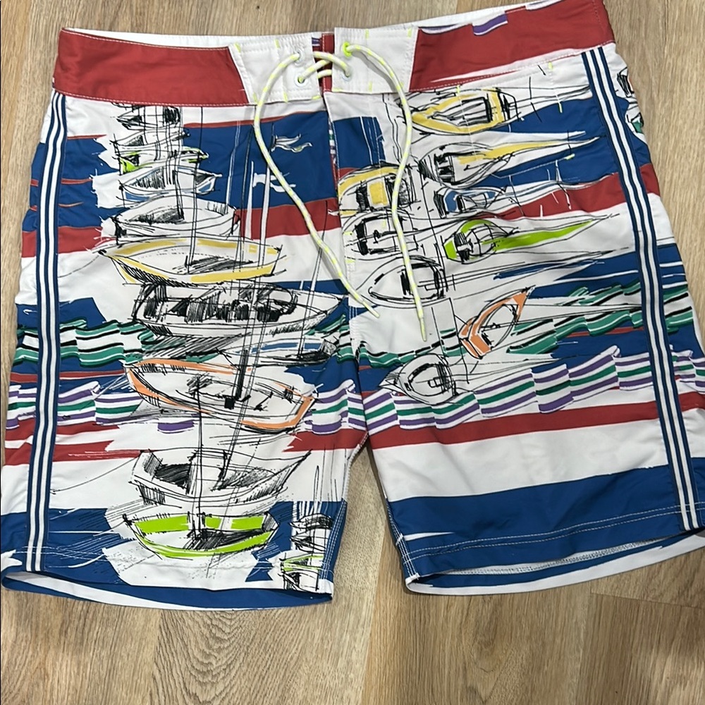 Sperry Multicolor Sailboat Print Board Shorts